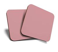 2 x Square Coasters - Dusty Rose Pink Colour Block Cork Backed Home Kitchen Accessory Tea Coffee Mug Mat #44922