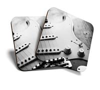 2 x Square Coasters - Electric Guitar Musician Music Cork Backed Home Kitchen Accessory Tea Coffee Mug Mat #41009