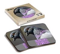 2 x Square Coasters - Funny Pigeon Joke Keeper Cork Backed MDF Glossy Tea Coffee Accessory #63122