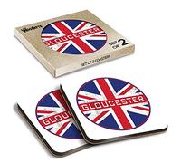 2 x Square Coasters - Gloucester England Rustic UK GB Travel Cork Backed MDF Glossy Tea Coffee Accessory #59151