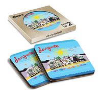2 x Square Coasters - Lanzarote Canary Islands Holiday Travel Cork Backed MDF Glossy Tea Coffee Accessory #58850