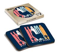 2 x Square Coasters - Llama No Drama Alpaca Animals Cartoon Cork Backed MDF Glossy Tea Coffee Accessory #58724