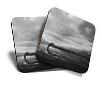 2 x Square Coasters - Loch Ness Monster Scotland Cork Backed Home Kitchen Accessory Tea Coffee Mug Mat #43140