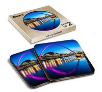 2 x Square Coasters - Newcastle Quayside England City Cork Backed MDF Glossy Tea Coffee Accessory #51554