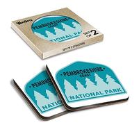 2 x Square Coasters - Pembrokeshire Coast National Park Cork Backed MDF Glossy Tea Coffee Accessory #60676