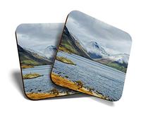 2 x Square Coasters - Scafell Pike from Wastwater Lake District Cork Backed Home Kitchen Accessory Tea Coffee Mug Mat #46281