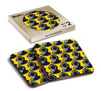 2 x Square Coasters - Scuba Diving Helmet Deep Sea Diver Cork Backed MDF Glossy Tea Coffee Accessory #170866