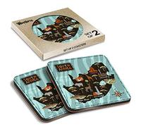 2 x Square Coasters - South Africa African Map Landmarks Cork Backed MDF Glossy Tea Coffee Accessory #58704
