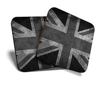 2 x Square Coasters - Vintage Union Jack Flag Distressed Cork Backed Home Kitchen Accessory Tea Coffee Mug Mat #41563