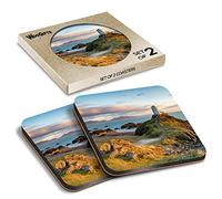 2 x Square Coasters - Ynys Llanddwyn Island Anglesey Wales Cork Backed MDF Glossy Tea Coffee Accessory #52552