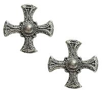 2 x St.Cuthberts Cross Handcrafted From Lead Free English Pewter Badges And Giftbag + 59mm Badge