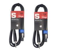 2 x Stagg SSP2SP15 2m Speakon to 1/4" 6.35mm Jack Cable