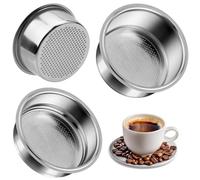 2 x Stainless Steel Coffee Filters, Coffee Machine Accessories, 1 and 2 Cup Espresso Filter Basket, 51 mm Double Layer Pressurized Filter Basket Compatible with Most Coffee Makers