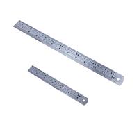 2 x Stainless Steel Metal Ruler 12 inch + 6 inch Rule With Conversion Table
