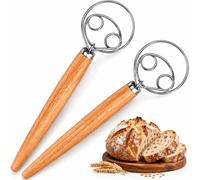 2 x Stainless Steel Wire Blender for Dough, Danish Whisk, Focaccia and Bread Flat Whisk, Stainless Steel Manual Whisk, Bread Mixer, Cake and Dough Mixer