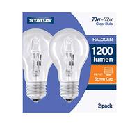 2 x Status Halogen Energy Saving 70W = 92W GLS ES E27 Light Bulbs