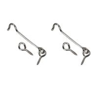 2 x Steel Cabin Hook and Hook and Eye Latch, 10 cm / 4″ Long, Shed Door Latch Heavy Duty, Gate Latch for Wooden Gates, Window Brace Gate Door Catch Silent Holder (Silver)