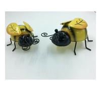 2 x Steel Decorative Colourful Yellow Decor Bees Fun Garden Wall Art