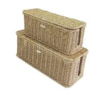 2 x storage holders from the range of hand-woven rattan, cable organizer box, cable management box, height holder for TV cable, computer, route