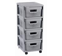 2 x Storage Unit with Basket Drawers Wheels Plastic Grey 2 PCS Set Curver 11L HQ