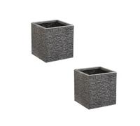 2 X Strata 32Cm Brick Effect Square Planter Gn686-Pew-St Grey Planter