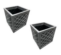 2 X Strata 32Cm Lazio Planter Gn696-Pew-St Grey Planter