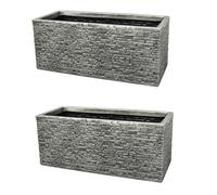 2 X Strata 60Cm Brick Effect Trough Gn576-Pew-St Grey Trough