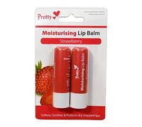 2 x Strawberry Moisturising Lip Balm Tubes by Pretty - Softens, Soothes & Protects Dry Chapped Lips - 2 x 4.3g by Quest