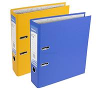 2 x Strong A4 Polypropylene Lever Arch Files Large Office Paper Storage Folders [Yellow & Blue Mix]