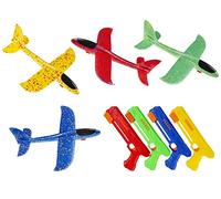 2 x Styrofoam Flyer Glider Aeroplane Throwing Glider Shooter with Catapult Pistol Throwing Slingshot Shooter Children Outdoor Children's Birthday Party