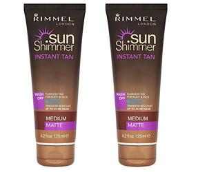 2 X Sunshimmer Water Resistant Instant Tan Wash Off Matte - Medium