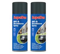 2 x SupaDec Fast Drying BBQ & Woodstove Metal Spray Paint Matt Black 400ml