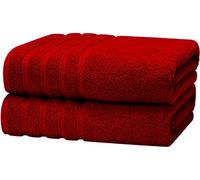 2 x Super Jumbo Bath Sheets- 100 x 200 cm- 100% Egyptian Cotton Extra Large Bath Sheet Towels Soft and quick Dry (Red)