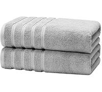 2 x Super Jumbo Bath Sheets- 100 x 200 cm- 100% Egyptian Cotton Extra Large Bath Sheet Towels Soft and quick Dry (Silver)