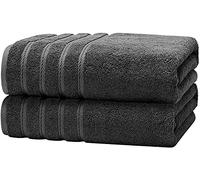 2 x Super Jumbo Bath Sheets- 100 x 200 cm- 100% Egyptian Cotton Extra Large Bath Sheet Towels Soft and quick Dry (Charcoal)