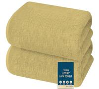 2 X Super Jumbo Bath Sheets (100 x 200 cm- 600 GSM) Luxury 100% Egyptian Cotton Extra Large Bath Sheet Towel Set Highly Absorbent & Quick Dry Hotel Quality Body Wrap Towels (Latte)