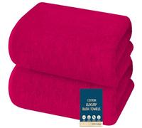 2 X Super Jumbo Bath Sheets (100 x 200 cm- 600 GSM) Luxury 100% Egyptian Cotton Extra Large Bath Sheet Towel Set Highly Absorbent & Quick Dry Hotel Quality Body Wrap Towels (Pink)