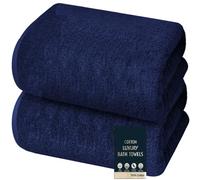 2 X Super Jumbo Bath Sheets (100 x 200 cm- 600 GSM) Luxury 100% Egyptian Cotton Extra Large Bath Sheet Towel Set Highly Absorbent & Quick Dry Hotel Quality Body Wrap Towels (Navy Blue)