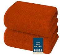 2 X Super Jumbo Bath Sheets (100 x 200 cm- 600 GSM) Luxury 100% Egyptian Cotton Extra Large Bath Sheet Towel Set Highly Absorbent & Quick Dry Hotel Quality Body Wrap Towels (Orange)