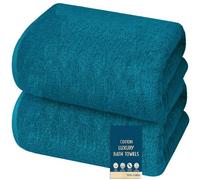2 X Super Jumbo Bath Sheets (100 x 200 cm- 600 GSM) Luxury 100% Egyptian Cotton Extra Large Bath Sheet Towel Set Highly Absorbent & Quick Dry Hotel Quality Body Wrap Towels (Blue Lagoon)