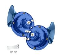 2 x Super Loud Train Horns Electric Snail Double Horn 12V Waterproof Air Horn Replacement Kit Automotive Accessories Universal for Car Motorcycle Truck Bike Boat (Blue)