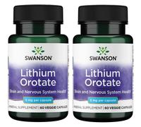 2 x Swanson Lithium Orotate 5 mg 60 Veggie Capsules Brain Nervous System Health