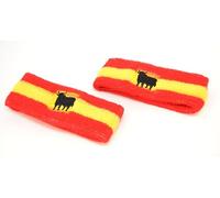 2 x Sweat Headband Spanish Flag with Spanish Bull Football League National Colours Adults One Size