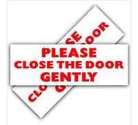 2 x T25E Stickers Please Close The Door Gently External Signs Taxi Hackney Mini Cab Minicab Bus Coach Red on White 150x50mm