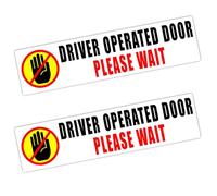 2 x T45E Driver Operated Door Please Wait Stickers External Signs Taxi Hackney Mini Cab Minicab Bus Coach Car Decals Dafety Labels 200 X 50mm