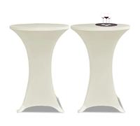 2 x Table Covers for Bar Table, Diameter 70 cm, Cream-Coloured Stretch Covers Made of Elastic Polyester with Elastic Band, Washable up to 40 °C, Non-Slip Cover for Wedding, Dining Room, Living Room