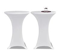 2 x Table Covers for Bar Table, Diameter 70 cm, White, Stretch Cover Elastic with Elastic Band, Washable up to 40 °C, Non-Slip Cover for Wedding, Dining Room, Living Room, Protection Against Dust and
