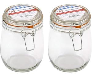 2 x Tala 750ml Classic Lever Arm Storage Jar Airtight & Versatile Perfect for Storing Foods, Preserving Fresh Goods and reducing waste, Solid Glass Body - 750ml Capacity