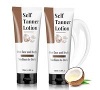 2 x tanning cream for face and body, 120 ml (medium to dark), gentle tanning cream with coconut oil, moisturiser self-tanning for healthy tan