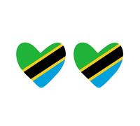 2 x Tanzania Flag Heart Temporary Tattoo Tanzanian Team support